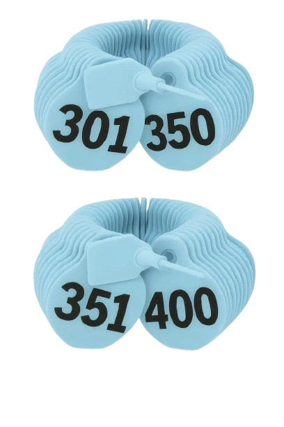  ترقيم الرقبه للاغنام لون ازرق من (301 إلى 400)