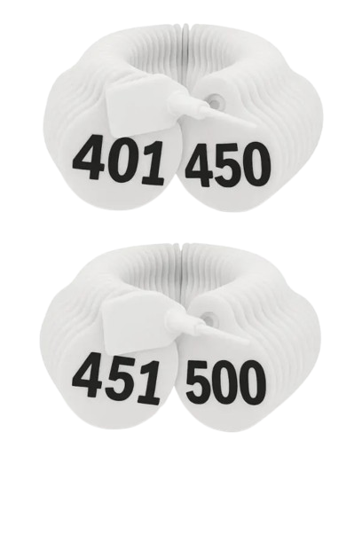  أرقام الرقبة للاغنام لون ابيض من (401 إلى 500)