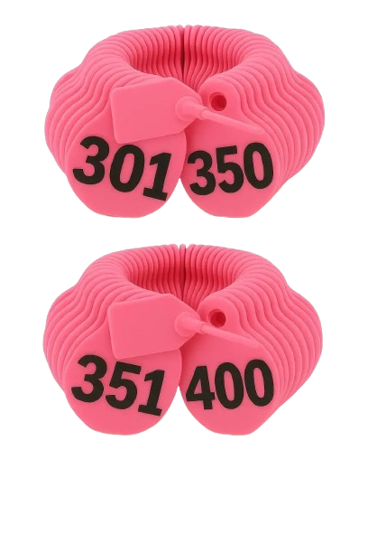 ترقيم الرقبة للاغنام لون وردي من (301 إلى 400)