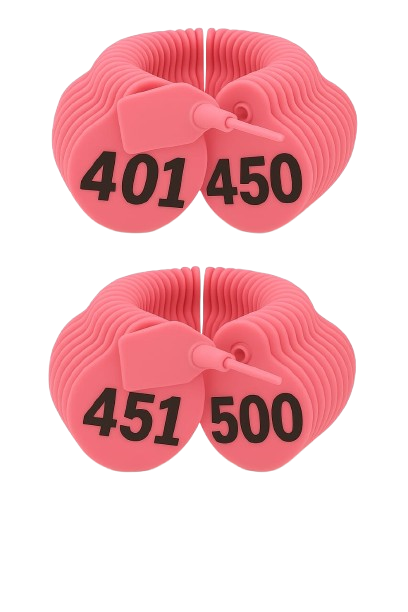  أرقام الرقبة للاغنام لون وردي من (401 إلى 500)