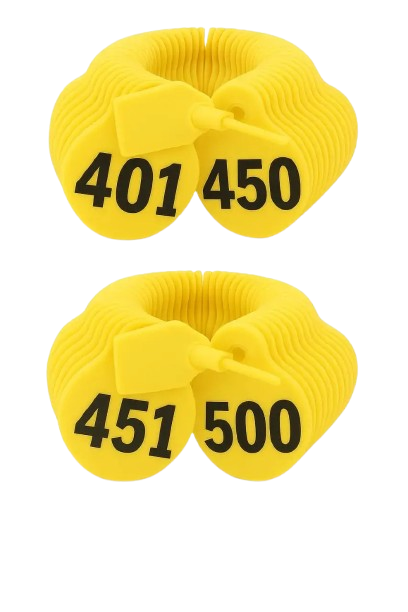  أرقام الرقبة للاغنام لون اصفر من (401 إلى 500)